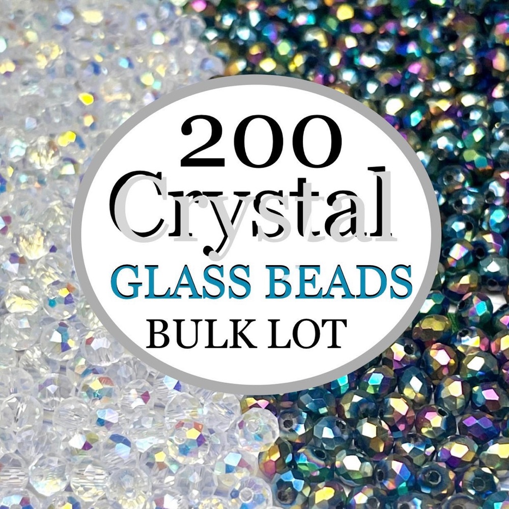 200 Multi Faceted Briollete Rondelle Crystal Glass Beads Jewelry Making DIY lot